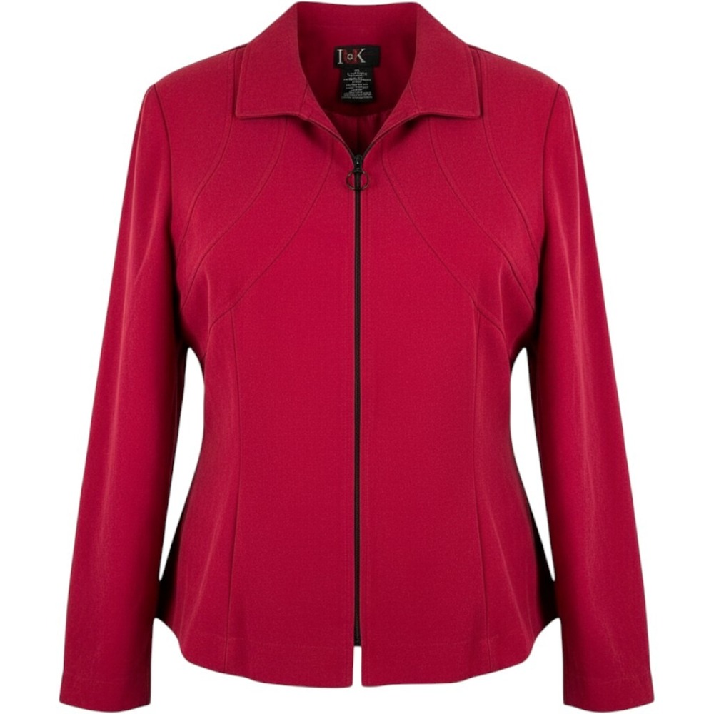 Vintage R&K Originals Women's Red Vegan Suede Zip Up Jacket Size 18